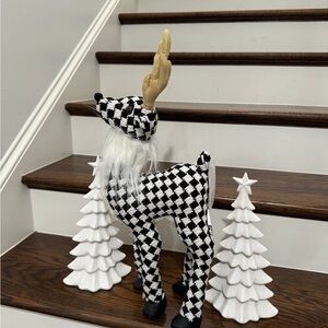 34TH & PINE BLK/WHITE HOUNDSTOOTH CHRISTMAS REINDEER NEW